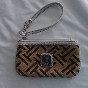 Tignanello Tan Canvas/White Leather Wristlet